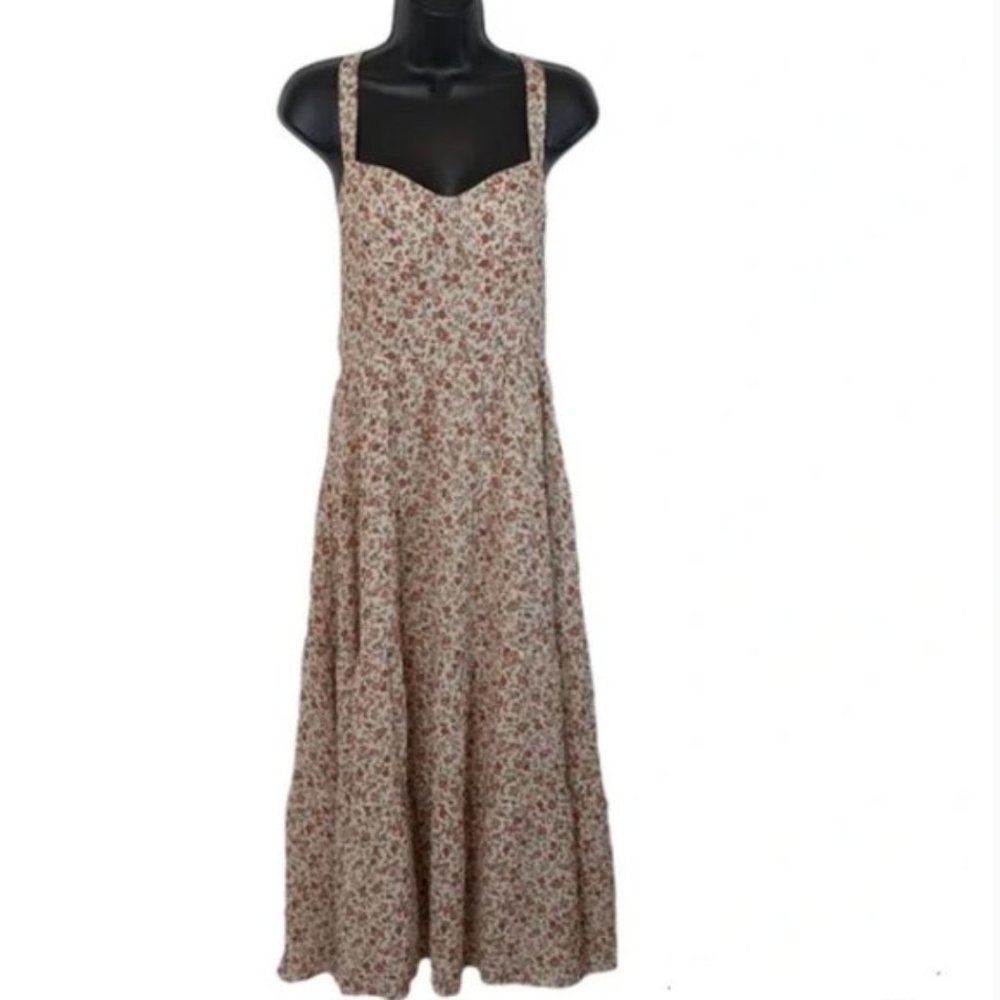 Reformation Loose Flowy Cross Tie Floral Midi Ruffled Sundress Size 6